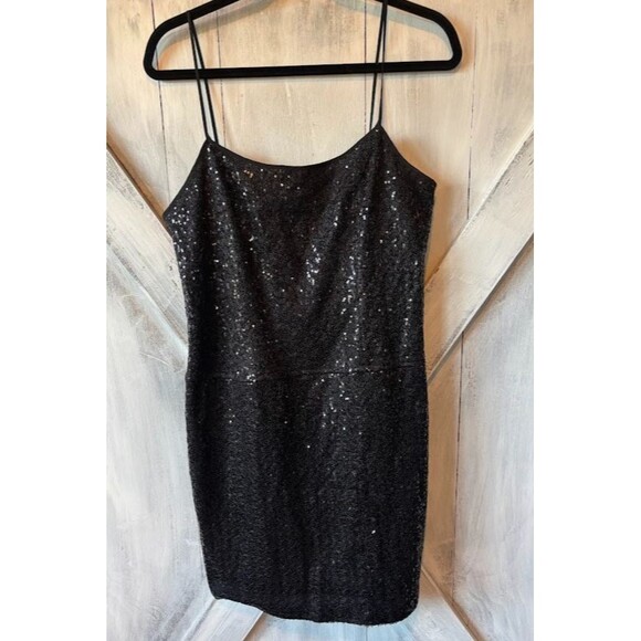 Adrianna Papell Sz 10 Black Sequin Cocktail Evening Dress Holiday New Years Eve - Picture 1 of 6